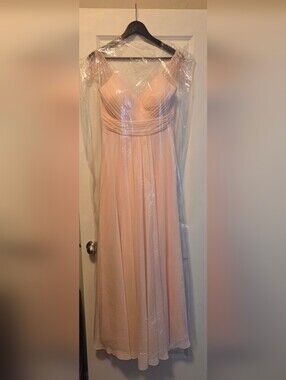 NWT JJ's House Elina A-line Chiffon Dress #144737 Blushing Pink